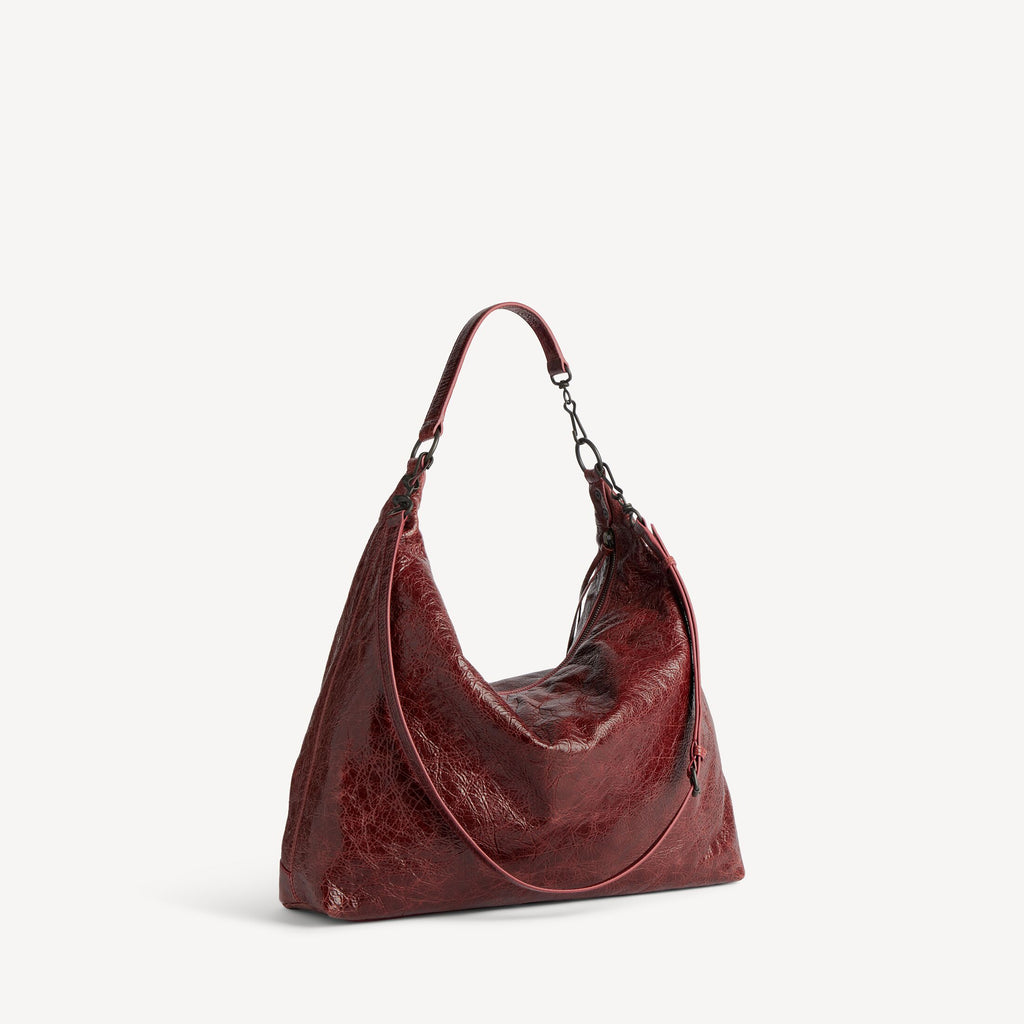 Women's Le City Hobo Bag Medium in Berry Red RUNWAY DELUXE