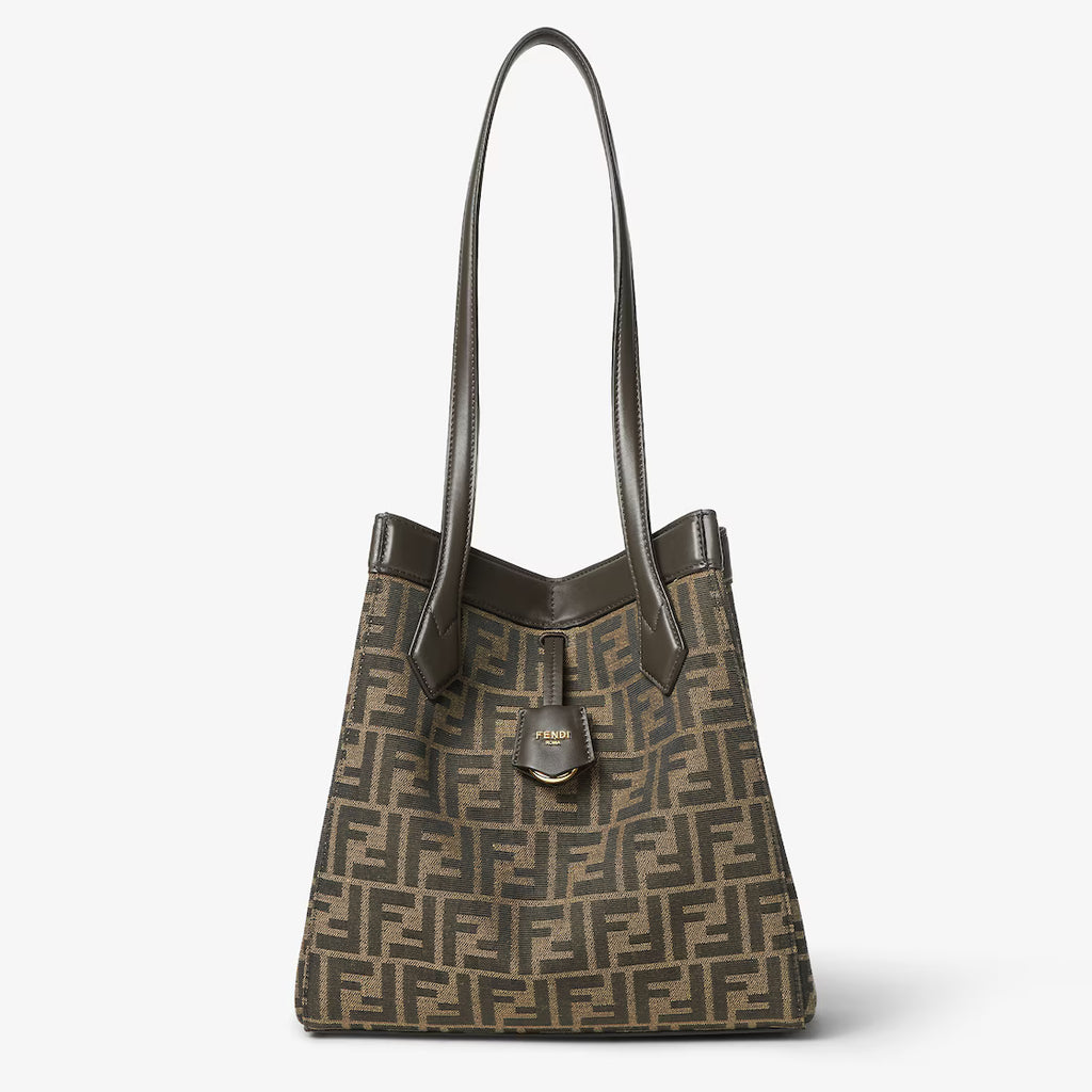 Brown FF jacquard fabric bag