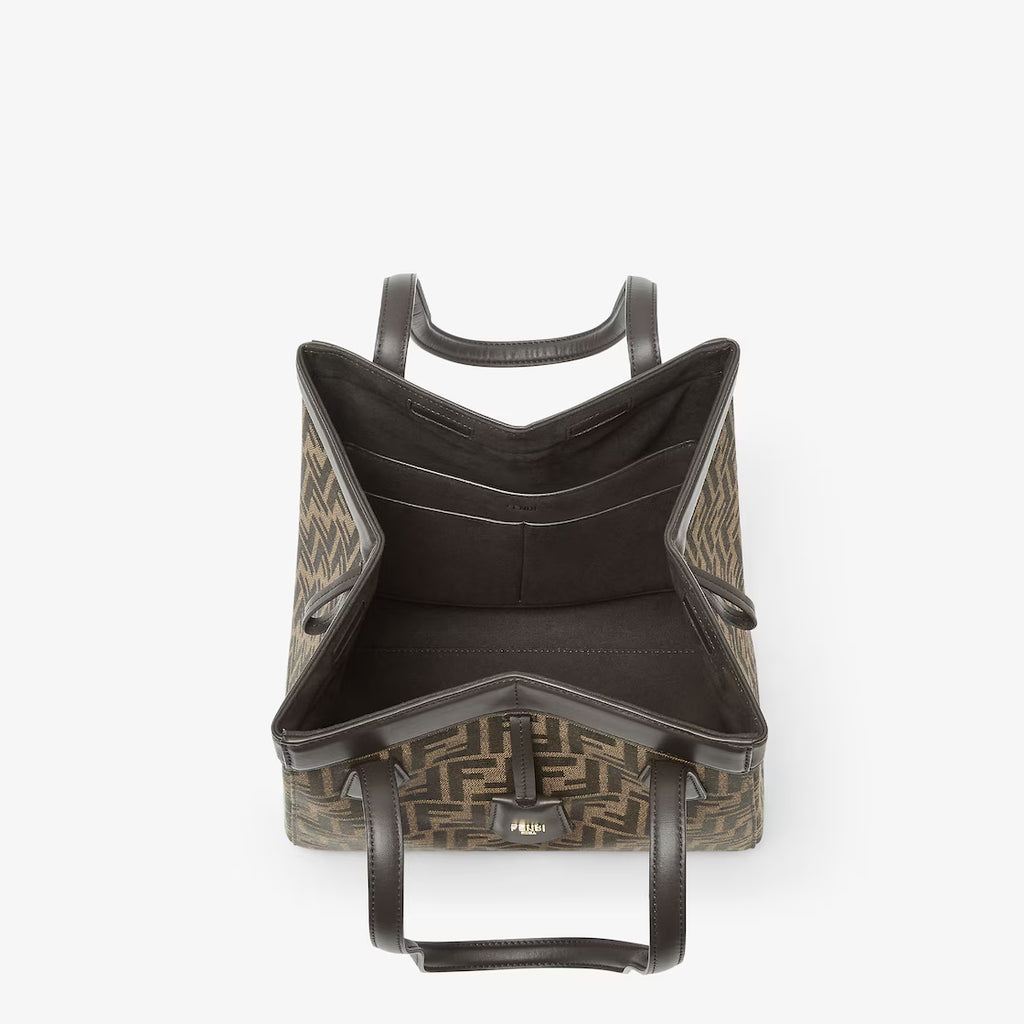 Brown FF jacquard fabric bag