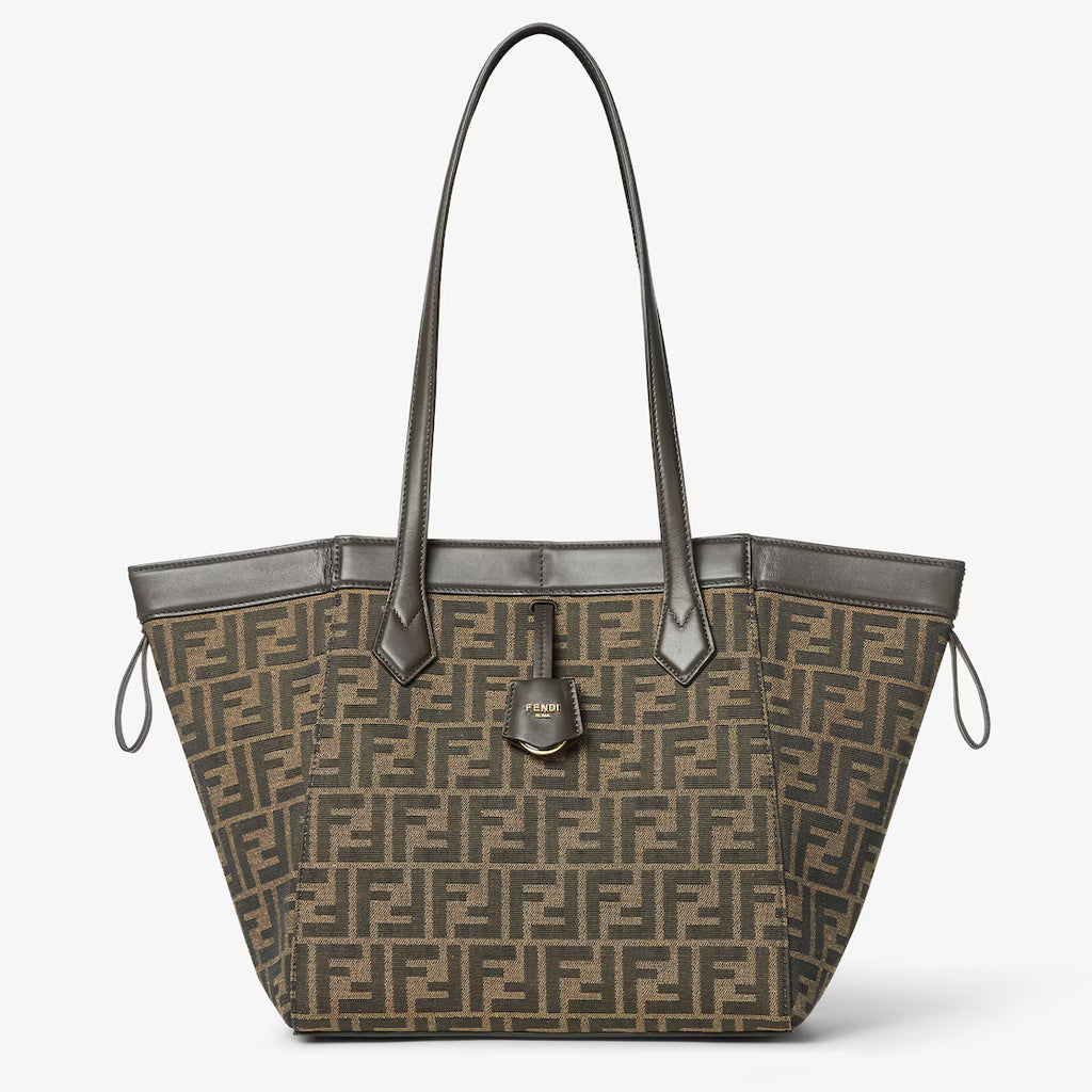 Brown FF jacquard fabric bag