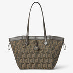 Brown FF jacquard fabric bag