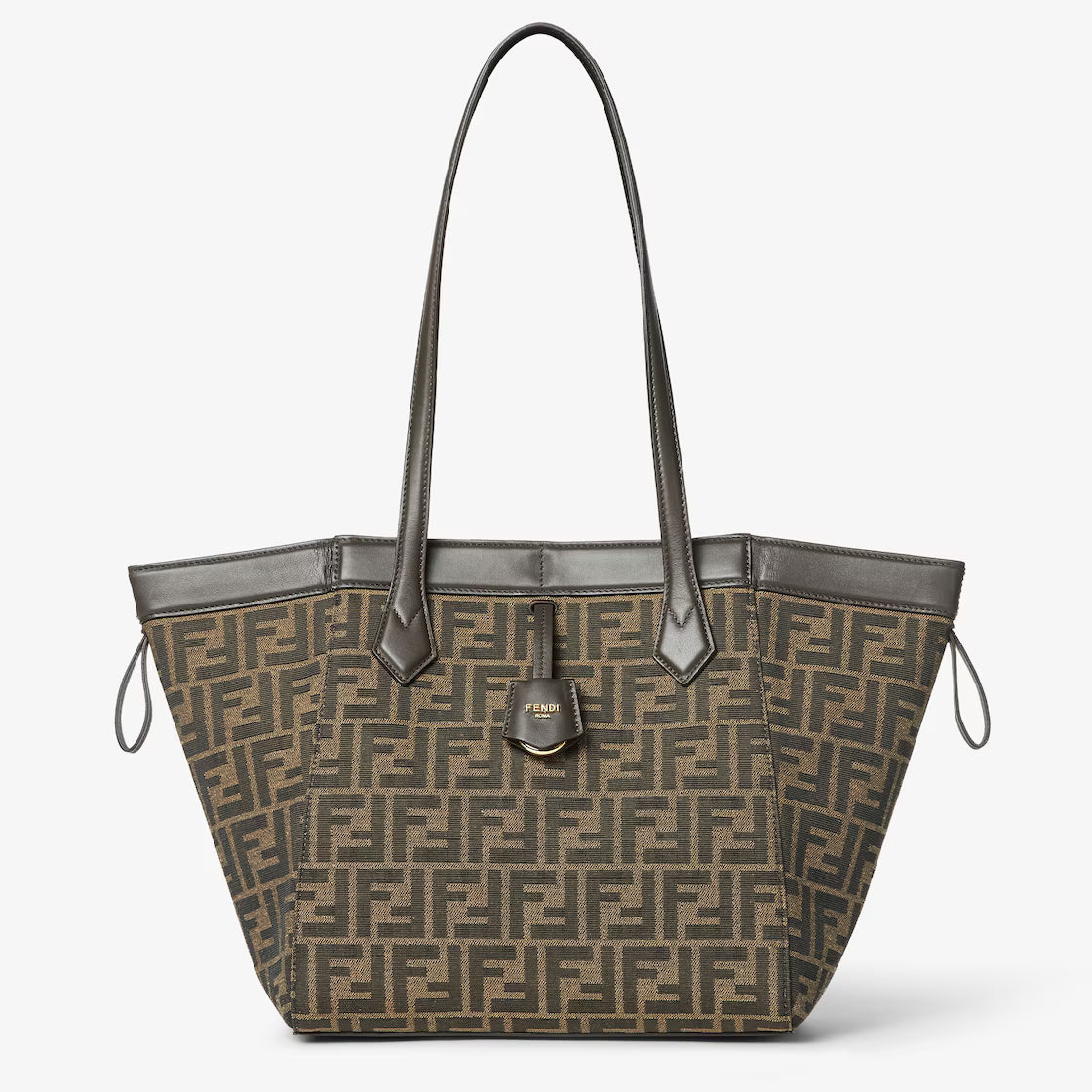 Brown FF jacquard fabric bag