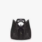 Black leather bag that can be transformed