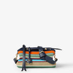 Multicolour raffia-effect material and cotton crochet bag