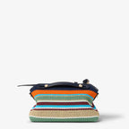 Multicolour raffia-effect material and cotton crochet bag