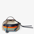Multicolour raffia-effect material and cotton crochet bag