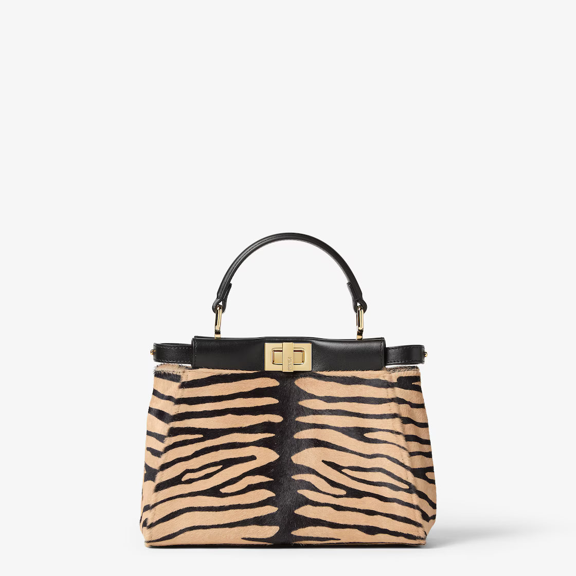 Tiger-print pony-effect leather bag