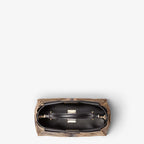 Tiger-print pony-effect leather bag
