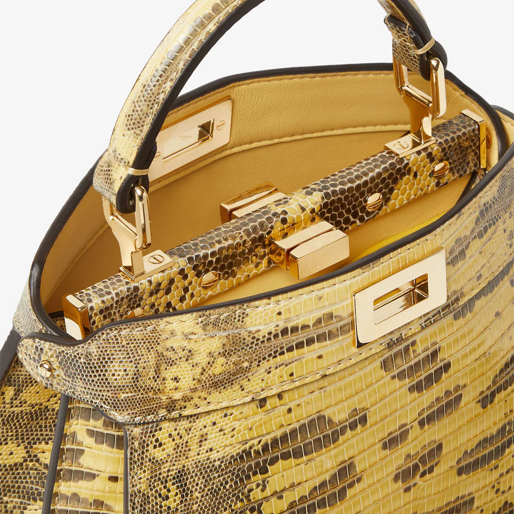 Light yellow lizard leather bag