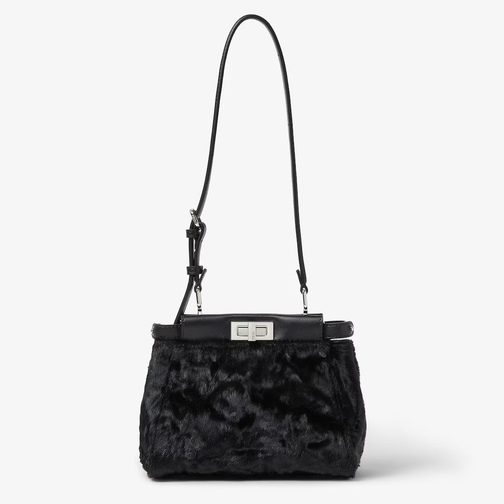 Black pony-effect leather bag