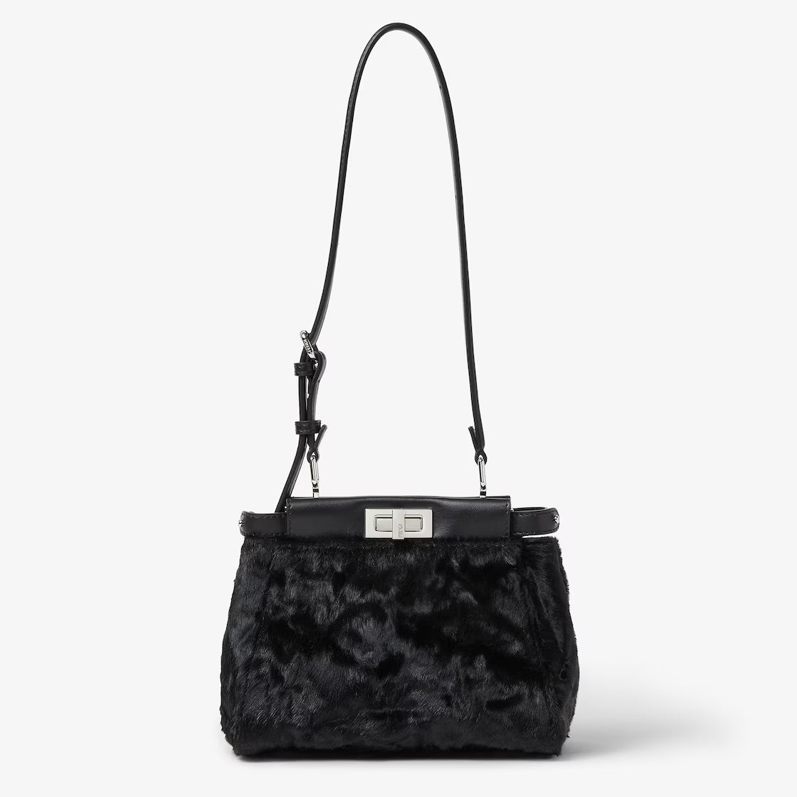 Black pony-effect leather bag