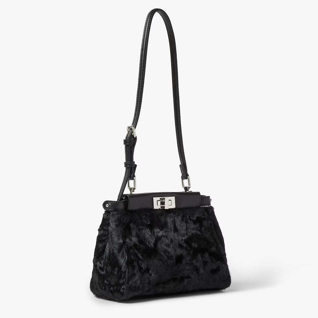 Black pony-effect leather bag