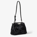 Black pony-effect leather bag