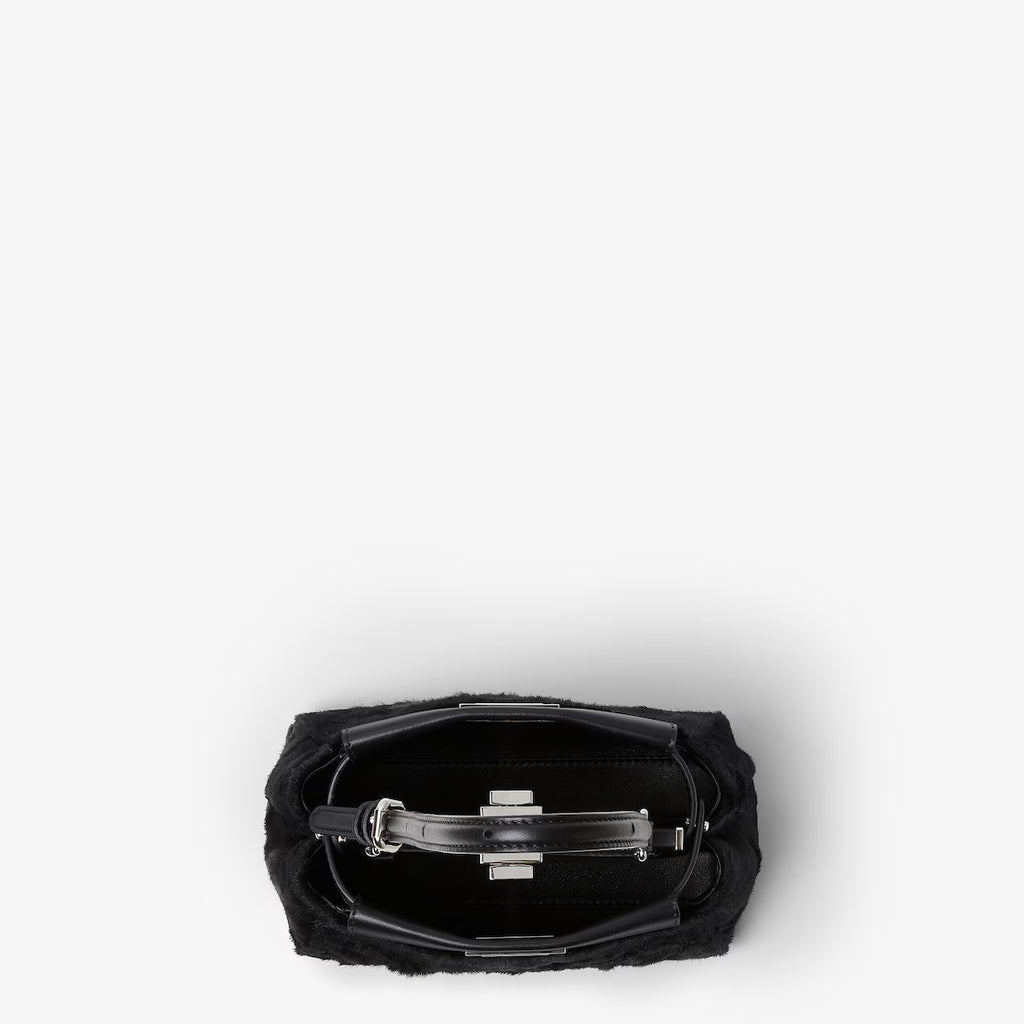 Black pony-effect leather bag