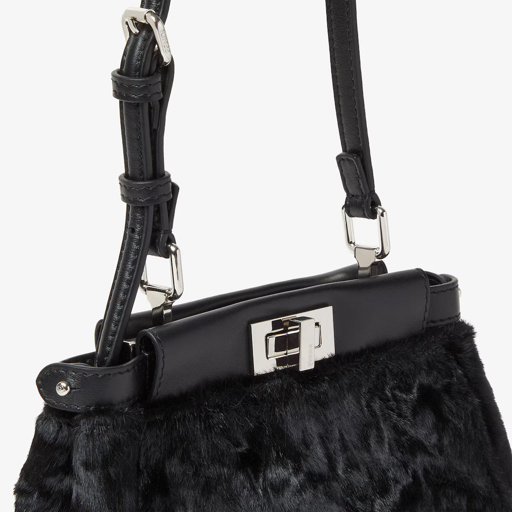 Black pony-effect leather bag