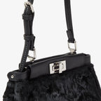 Black pony-effect leather bag