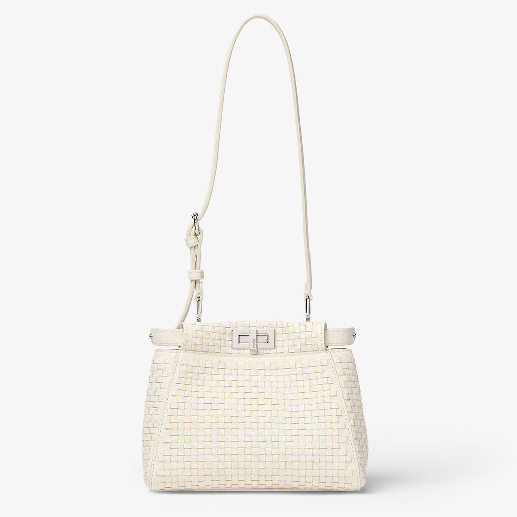Parchment-coloured woven leather bag