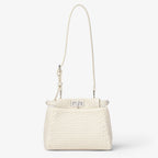 Parchment-coloured woven leather bag