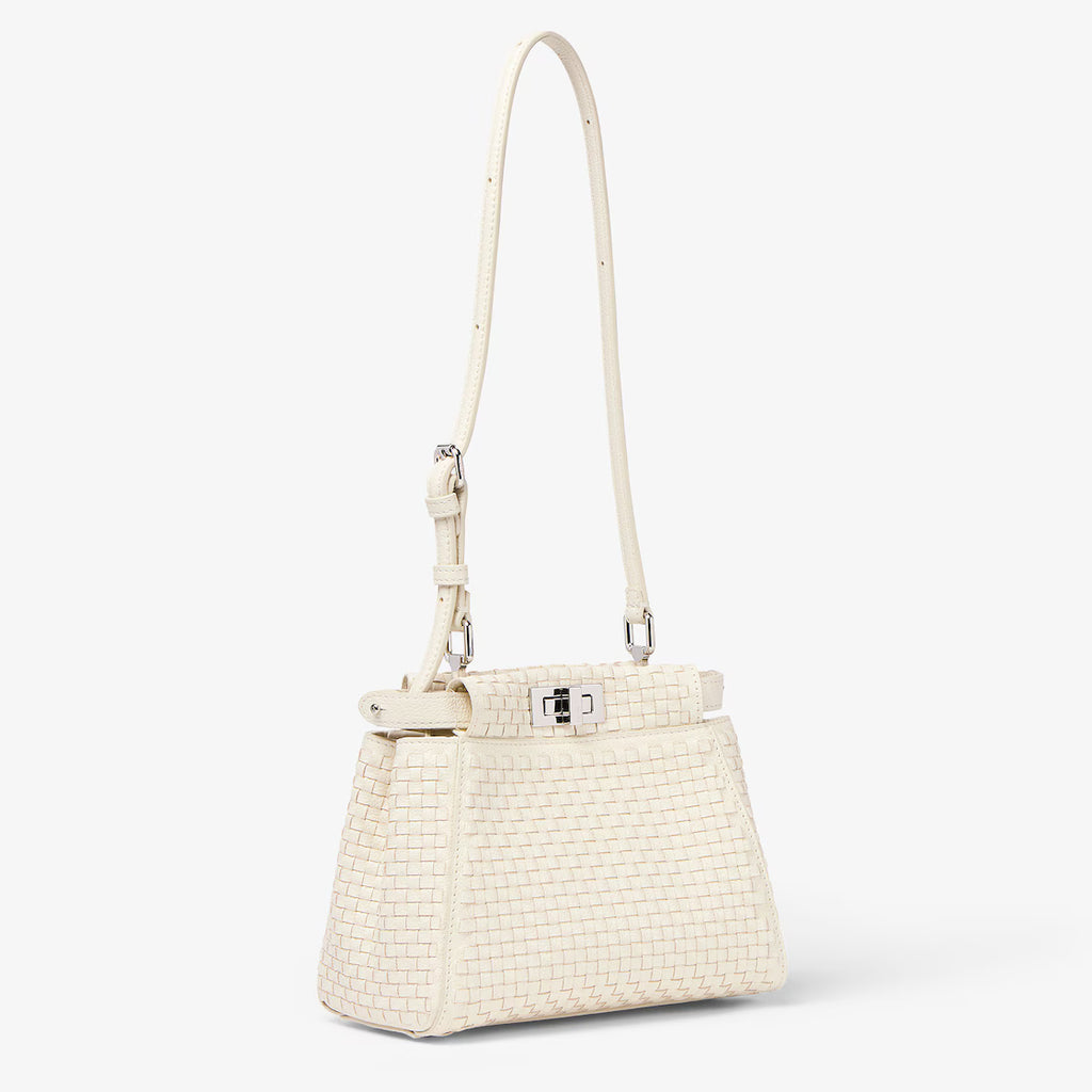 Parchment-coloured woven leather bag