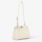Parchment-coloured woven leather bag
