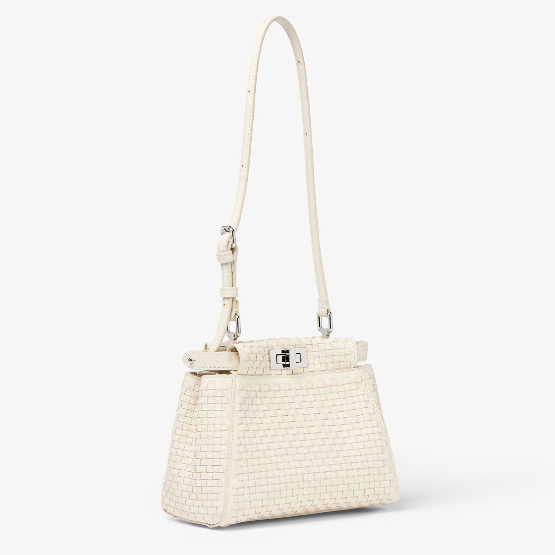 Parchment-coloured woven leather bag