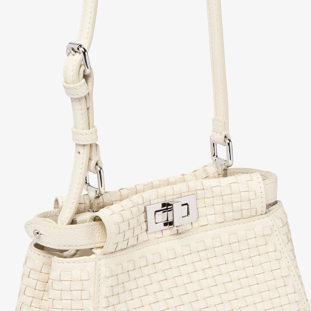 Parchment-coloured woven leather bag