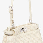Parchment-coloured woven leather bag