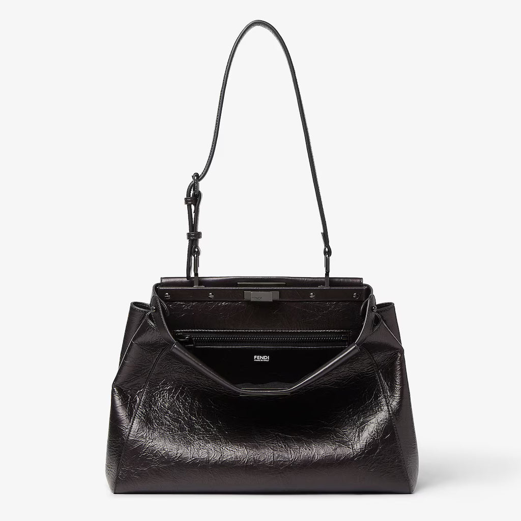 Crackled black leather bag