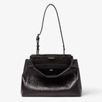 Crackled black leather bag