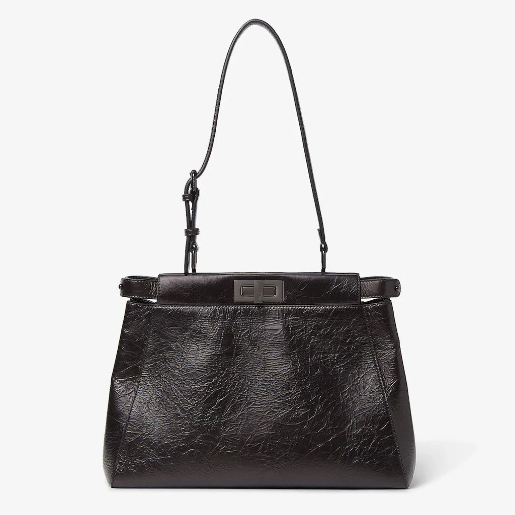 Crackled black leather bag