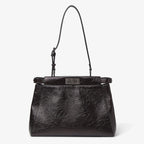 Crackled black leather bag