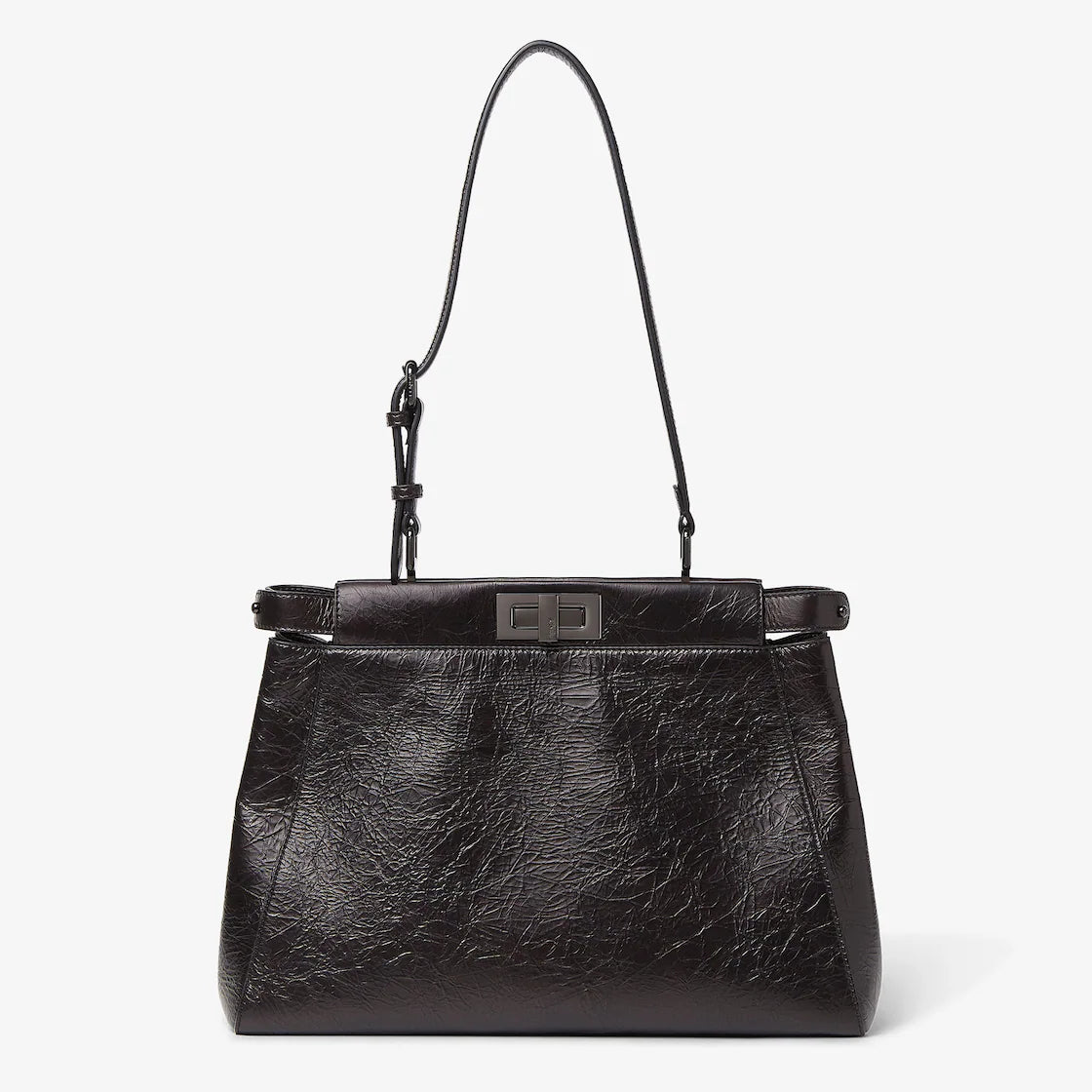 Crackled black leather bag