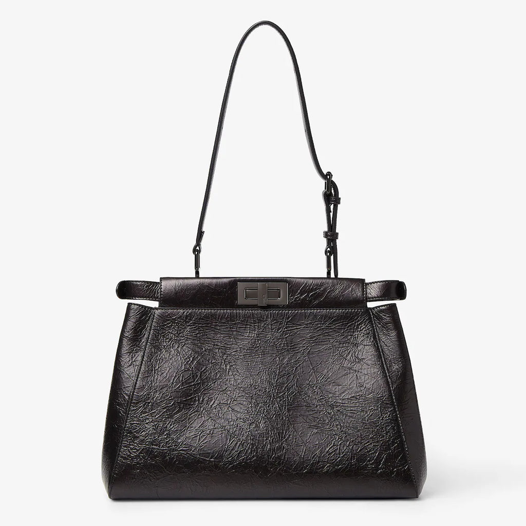 Crackled black leather bag