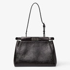 Crackled black leather bag
