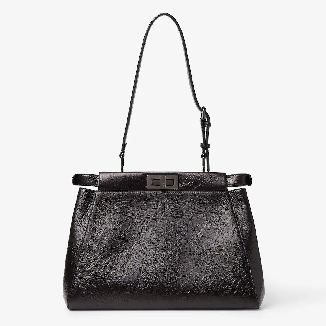 Crackled black leather bag