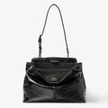 Black inlaid hagfish leather bag