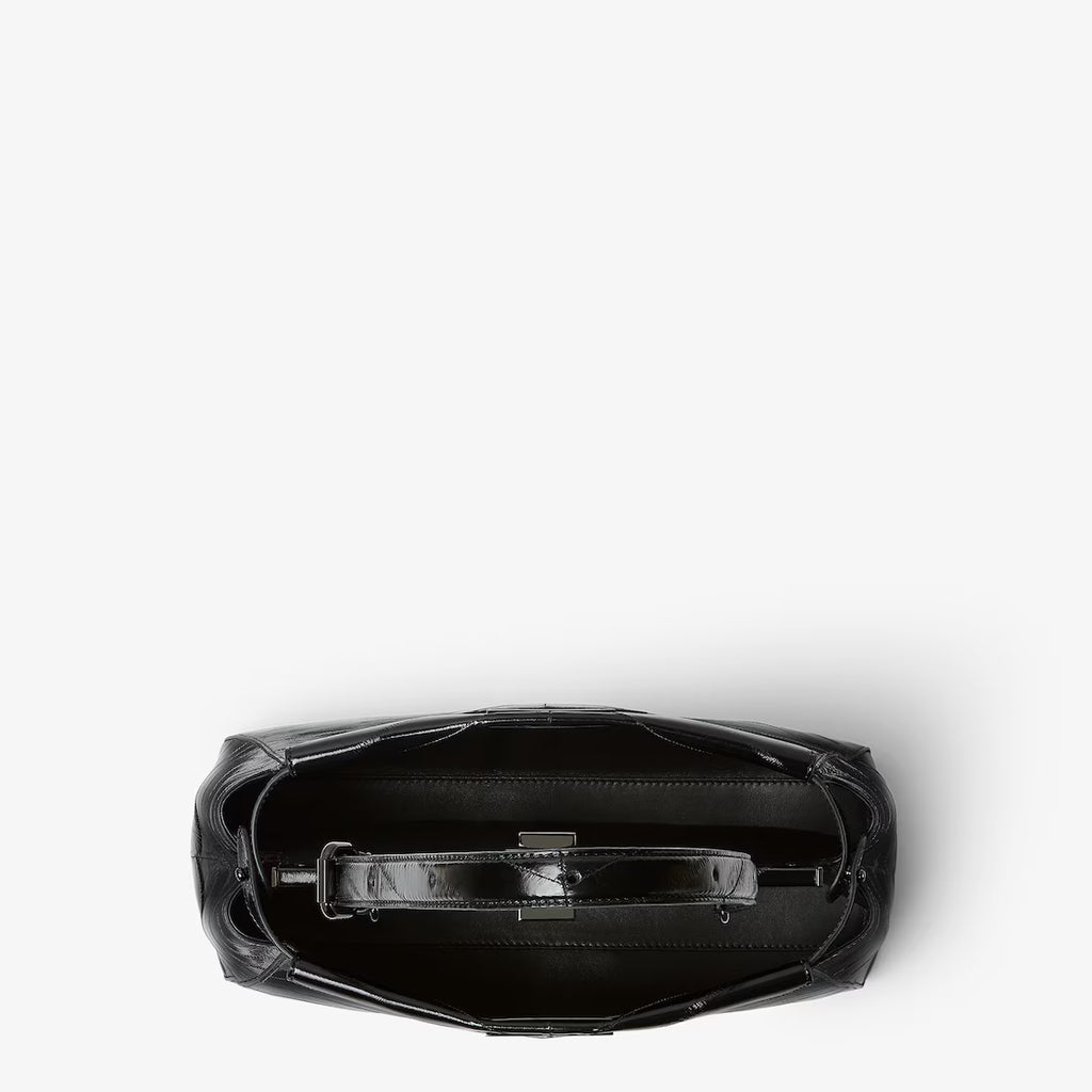 Black inlaid hagfish leather bag