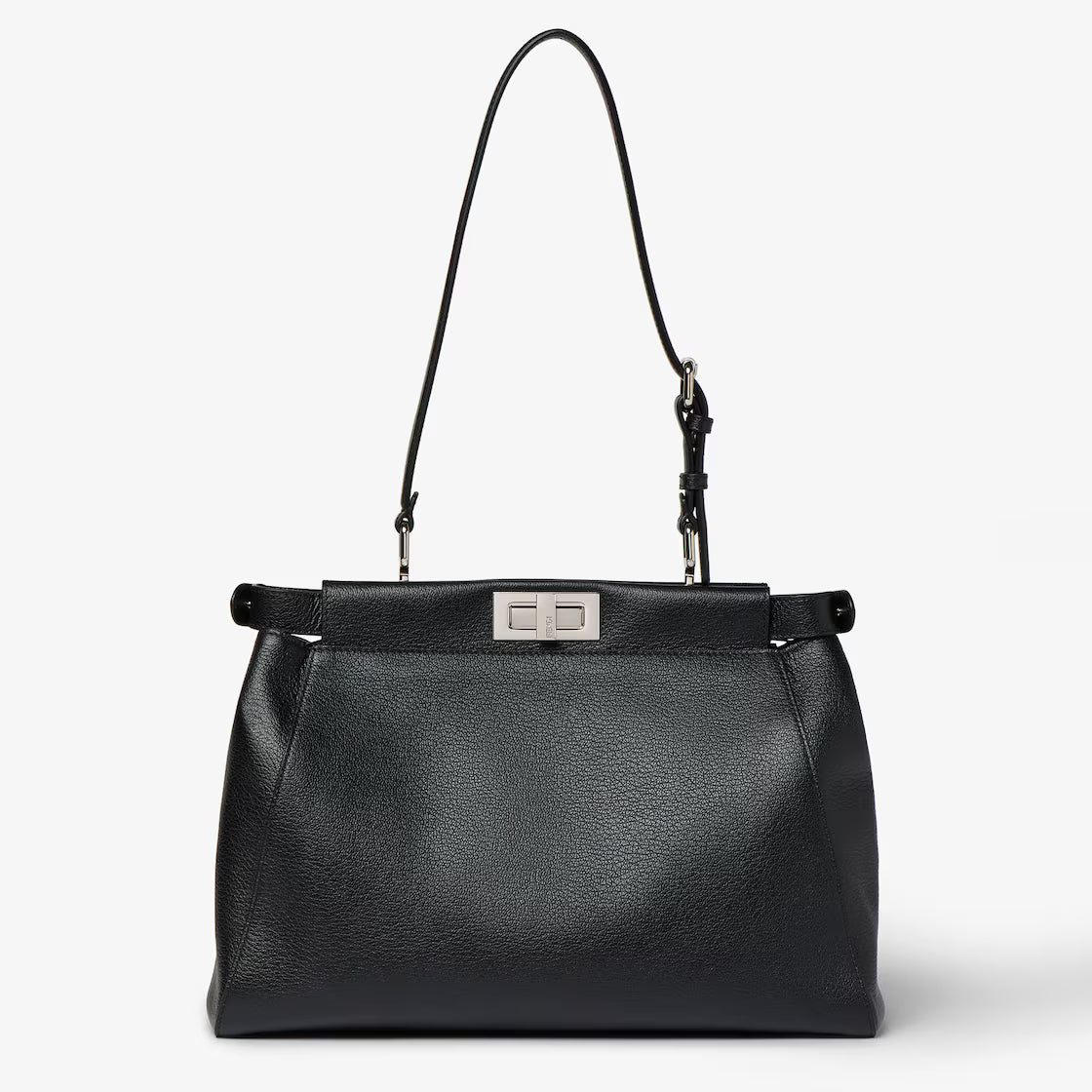 Black leather bag embroidered with mirrors