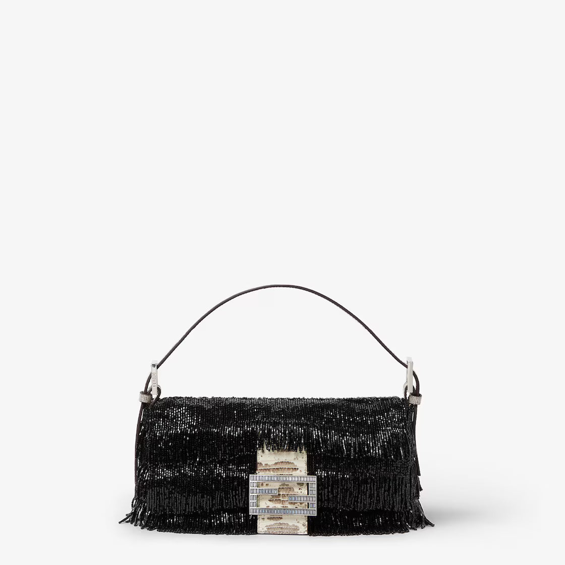 Black Re Edition bag with bead fringes