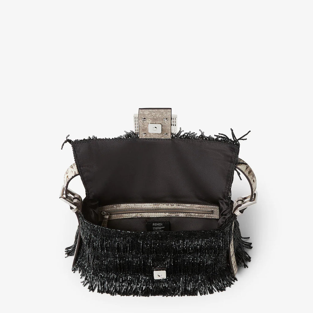 Black Re Edition bag with bead fringes