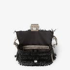 Black Re Edition bag with bead fringes