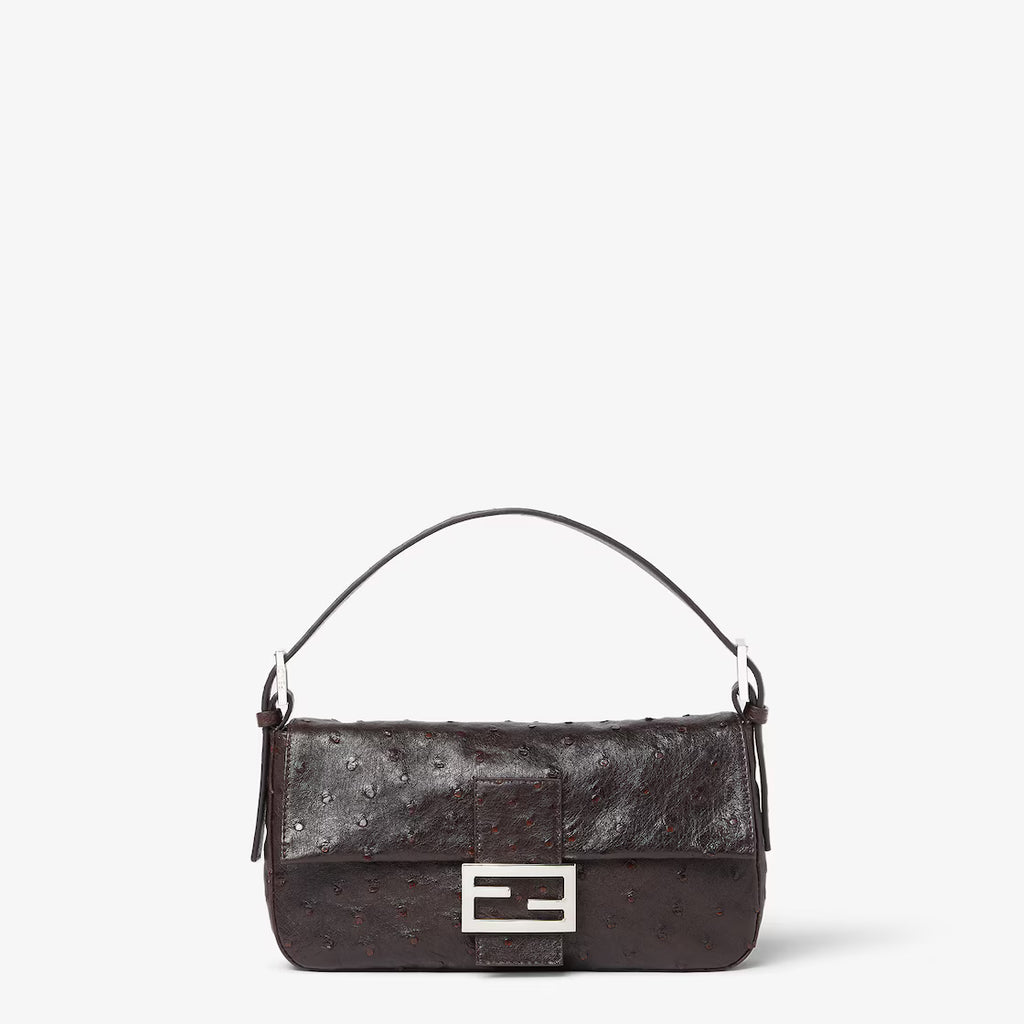 Dark brown ostrich leather bag