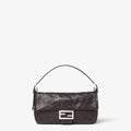Dark brown ostrich leather bag