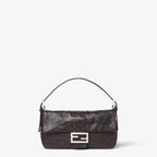 Dark brown ostrich leather bag
