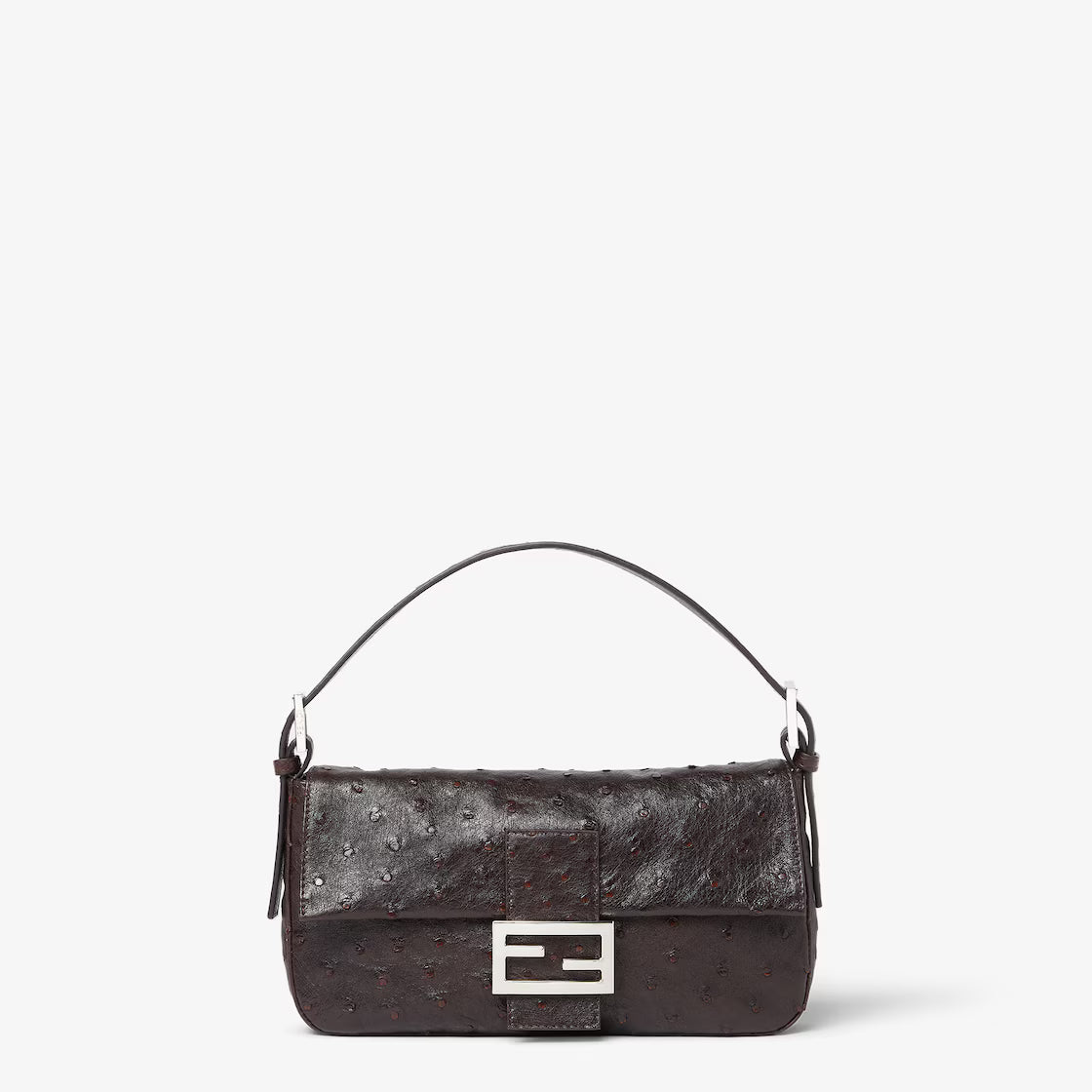 Dark brown ostrich leather bag