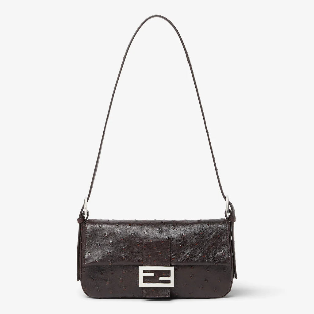 Dark brown ostrich leather bag