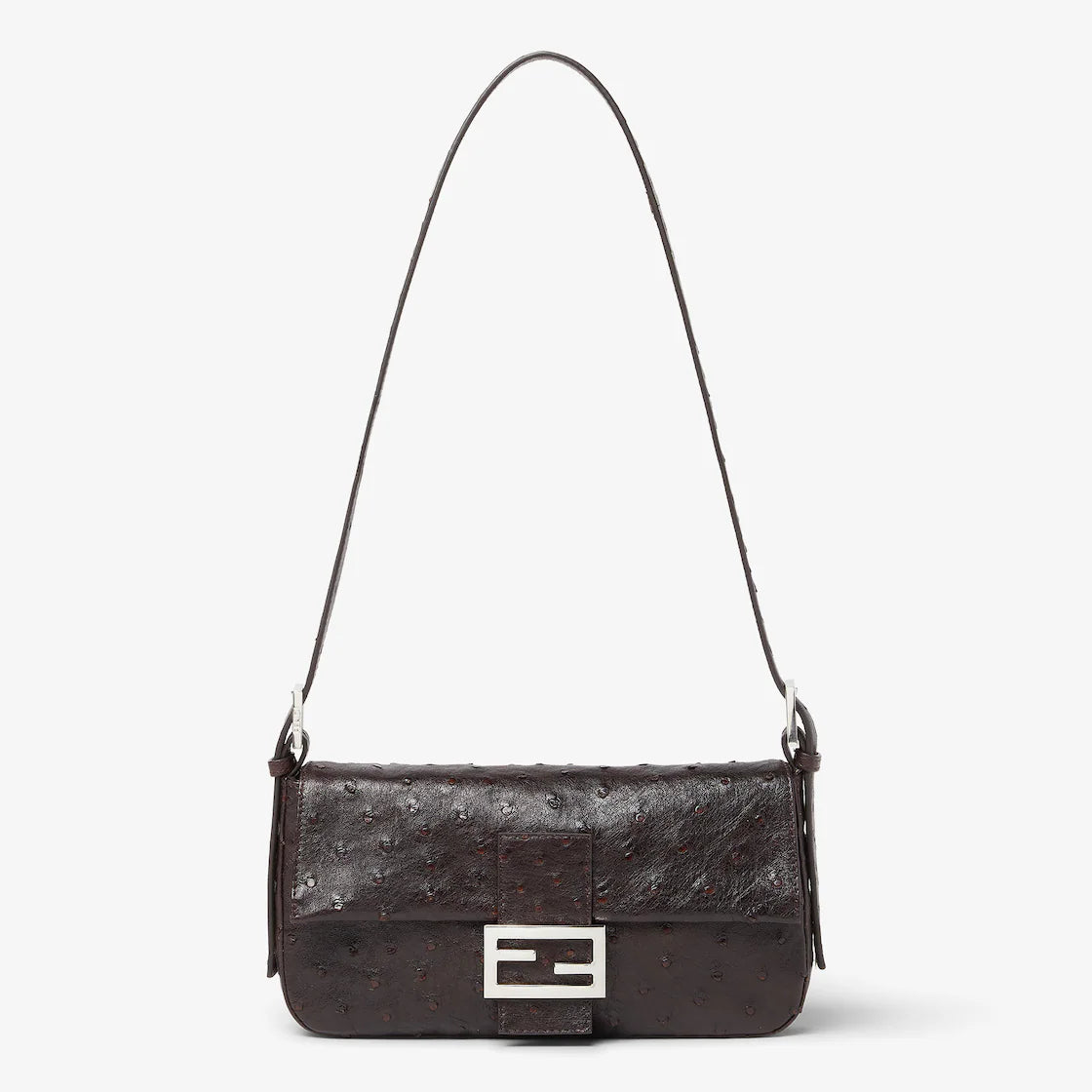 Dark brown ostrich leather bag