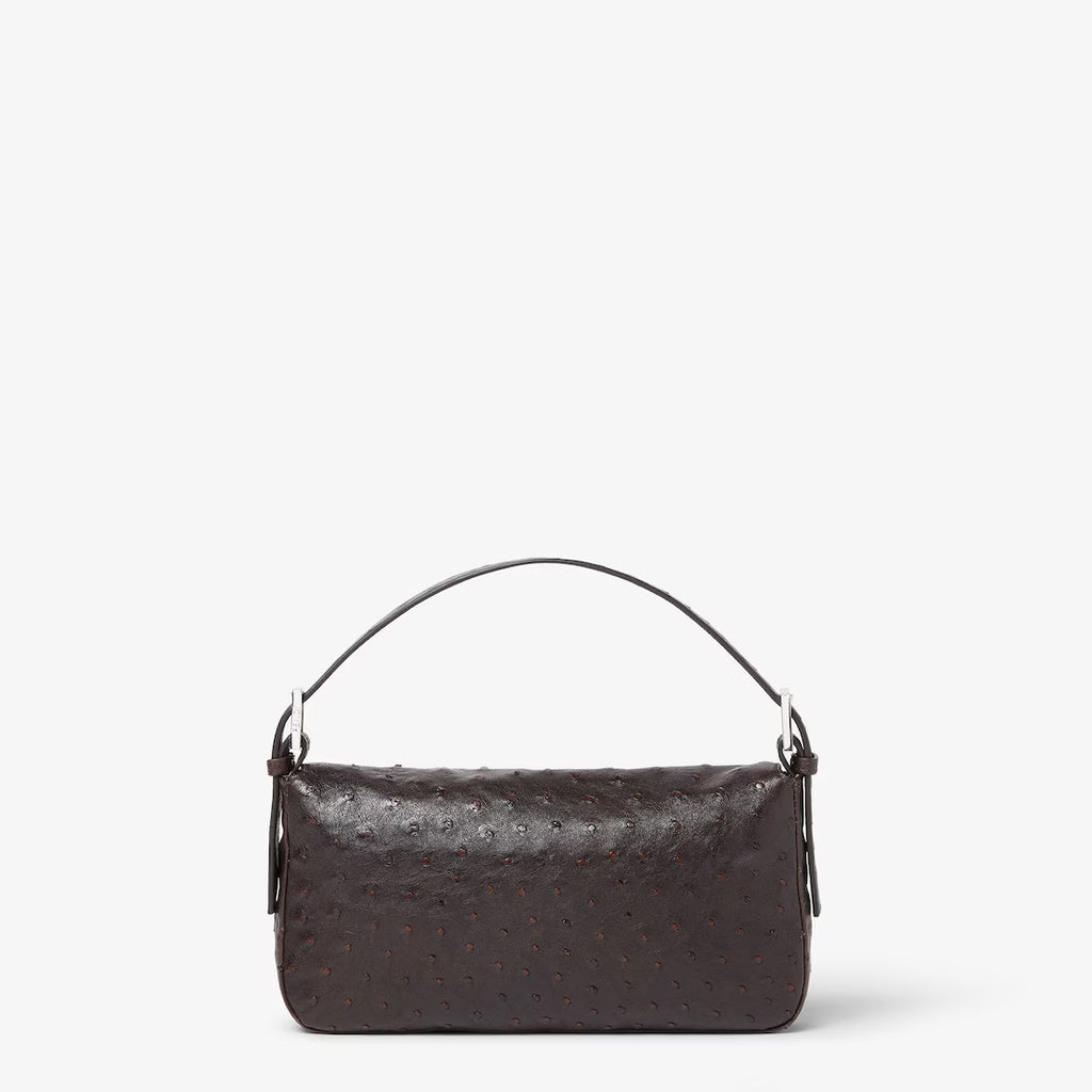 Dark brown ostrich leather bag
