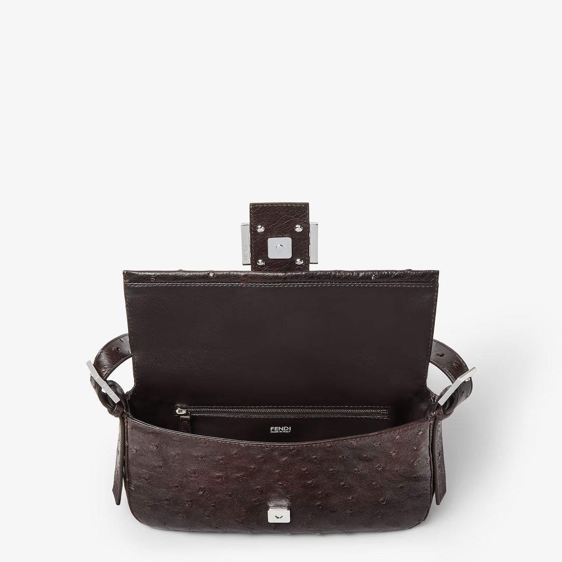 Dark brown ostrich leather bag