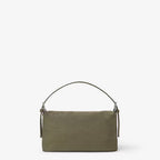 Khaki green canvas bag with Stencil print.